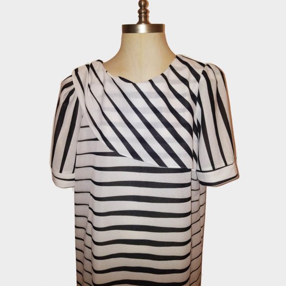 Vtg 80s Plus Size Stripe Floral Dress 20 1/2 - Picture 3 of 8